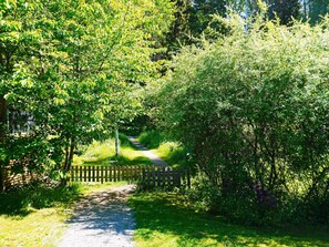 A gravel path leading through a lush green area with dense foliage on both sides. - 4 Star Holiday Home in Ekero (Ekerö)