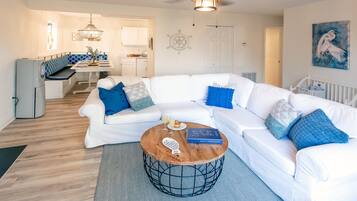 Smart TV, fireplace, video games, books