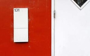 A red door with a white panel displaying the number 131. - 20 Person Holiday Home in Herning (Herning)