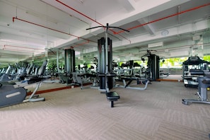Stay fit and active with our well-equipped gym featuring treadmills, weight machines, and free weights.
