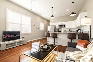 Apartment | Living area | 42-inch Smart TV with digital channels, TV - Historic CozySuites 4BR 2BA (Louisville)