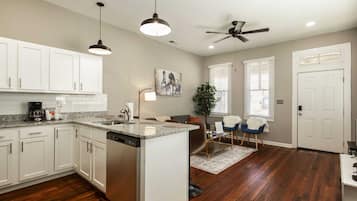 Apartment | Private kitchen | Fridge, microwave, oven, stovetop