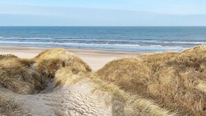 A beach with sand and grassy dunes. - 6 Person Holiday Home in Pandrup (Pandrup)