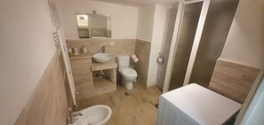 Douche, séchoir à cheveux, bidet, serviettes fournies