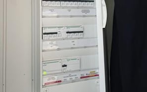 A control panel with multiple switches and indicators, likely for electrical or mechanical systems. - 8 Person Holiday Home in Slagelse-by Traum (Slagelse)