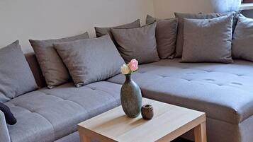 Fernseher, Tischtennisplatte, Bücher