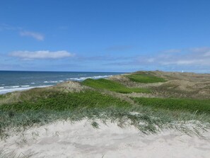 A coastal landscape with dunes and a lighthouse in the distance. - 4 Star Holiday Home in Ringkobing (Ringkobing)