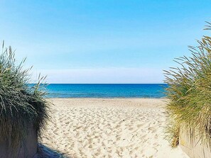 A sandy beach path leading to the ocean with clear skies. - 5 Star Holiday Home in Mellbystrand (Mellbystrand)