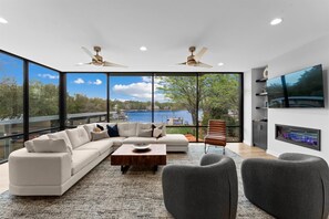 TV, fireplace, foosball, table tennis