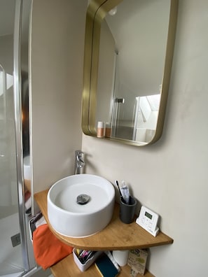 Hair dryer, towels, toilet paper