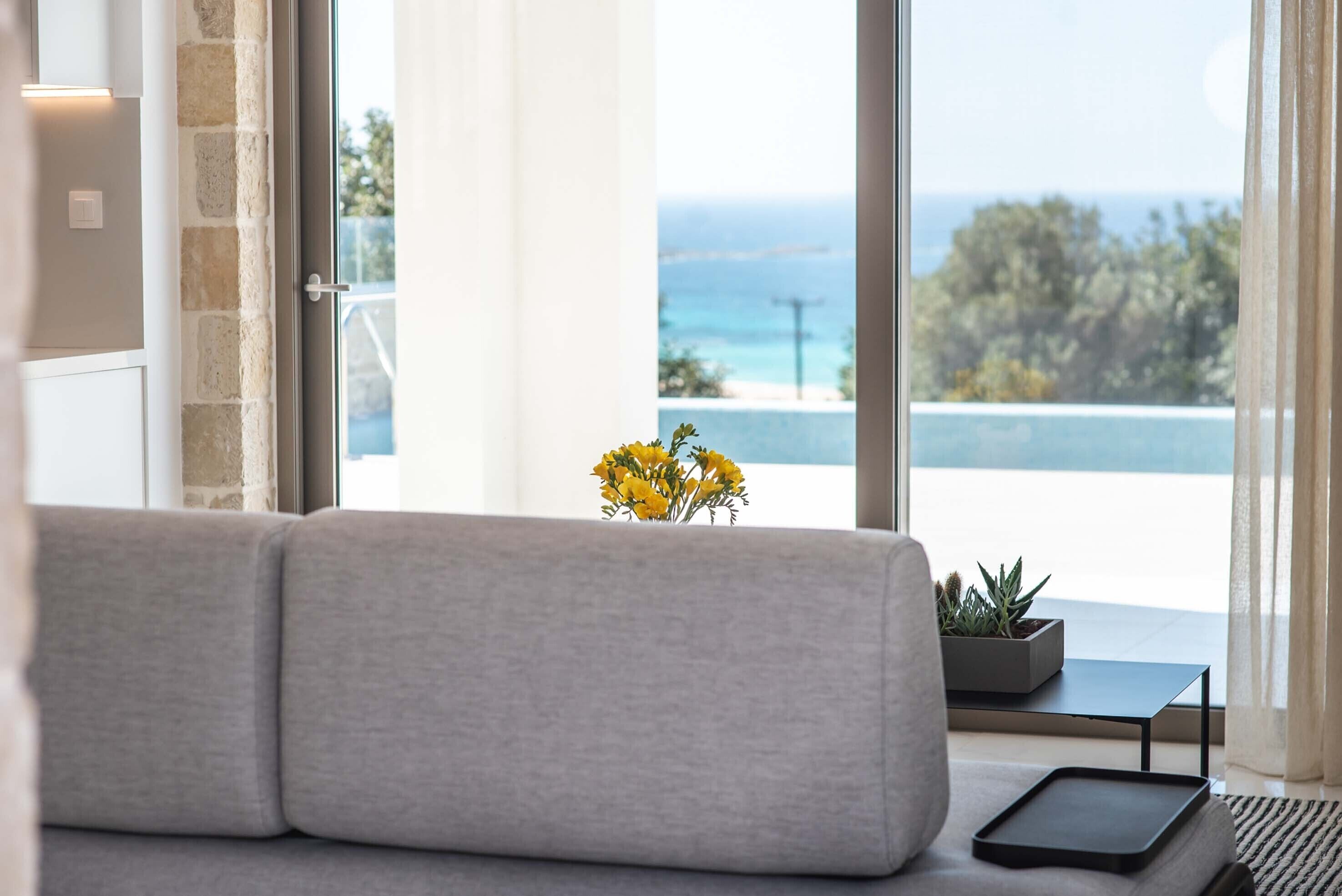 Luxury Villa, 4 Bedrooms, Private Pool, Sea View | Living area | 55-inch Smart TV with satellite channels, video-game console