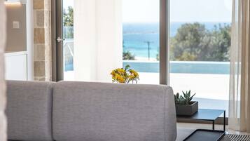 Luxury Villa, 4 Bedrooms, Private Pool, Sea View | Living area | 55-inch Smart TV with satellite channels, video game console, ping pong