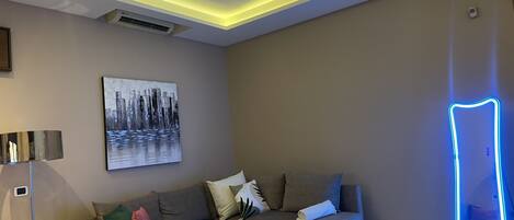 Smart TV, video games, foosball, books