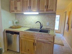 Room, 1 Bedroom | Private kitchen | Fridge, oven, coffee/tea maker - Poolside Queen Cabana with two queen beds, full kitchen and pool access overlooking Lake Ouachita. by RedAwning (Mount Ida)