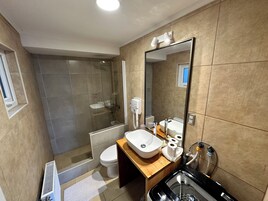 Apartment, 2 Bedrooms | Bathroom | Shower, rainfall showerhead, hair dryer, towels