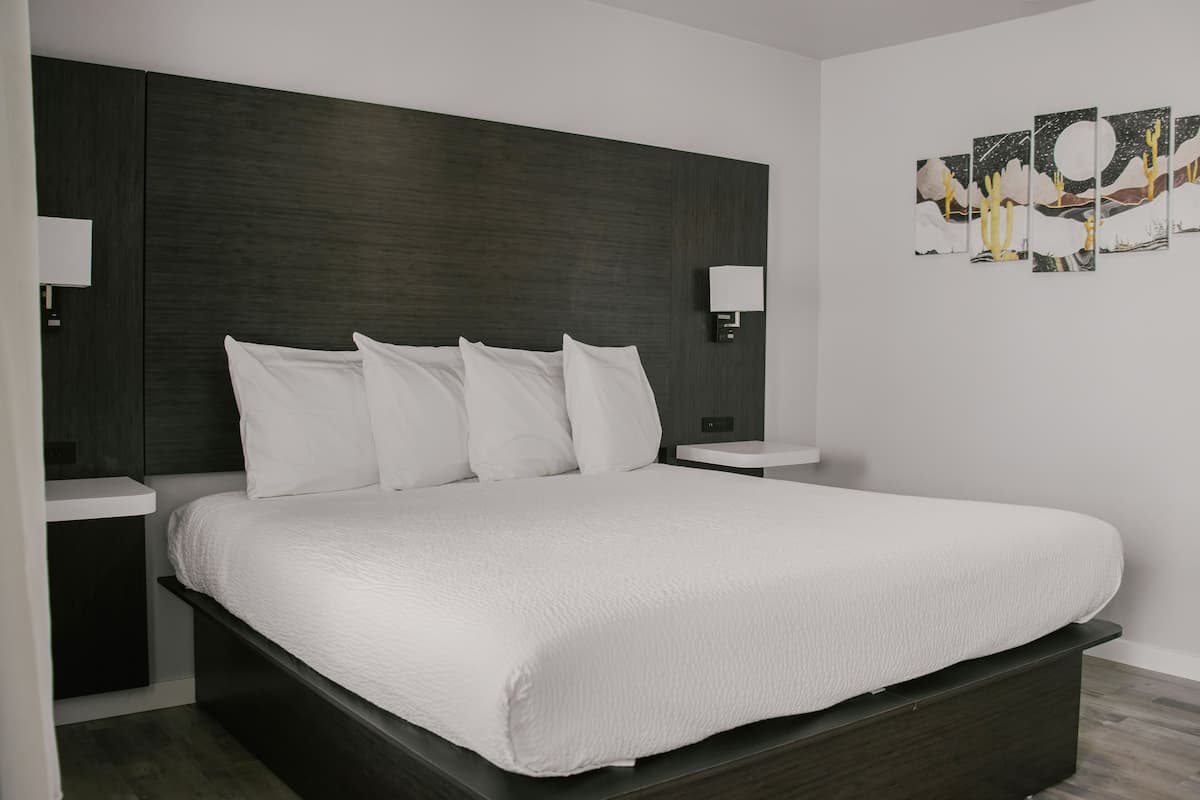 Kamar, 1 Tempat Tidur King, Bebas Asap Rokok, lemari es & microwave | 1 kamar tidur, selimut bulu angsa, dan meja kerja