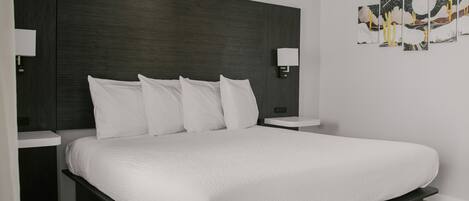 Room, 1 King Bed, Non Smoking, Refrigerator & Microwave | 1 bedroom, down comforters, desk, laptop workspace