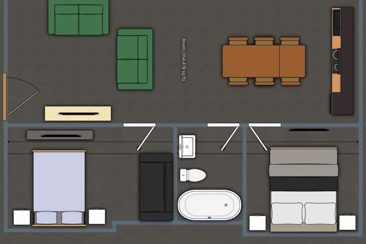 Suite Deluks, 2 kamar tidur | Area keluarga | Smart TV 40-inci dengan saluran TV satelit, TV, dan Netflix