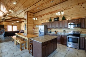 Fridge, microwave, oven, stovetop - Game Room in Stunning Mountain Cabin (Pigeon Forge)