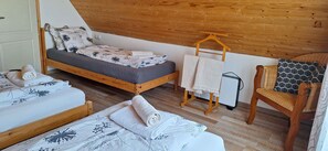 2 bedrooms, iron/ironing board, travel crib, internet