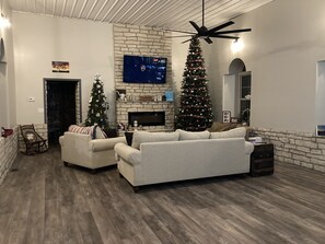 Smart TV, chimenea, videojuegos y libros