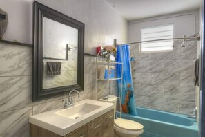 Hair dryer, towels
