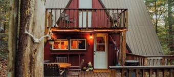 Waterfront A Frame with Dock, Canoe, Kayaks, Family