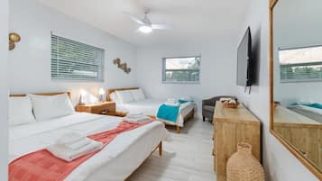 2 bedrooms, iron/ironing board, internet, bed sheets