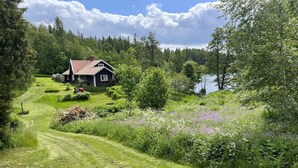 A house surrounded by lush greenery and a lake. - 8 Person Holiday Home in Skyllberg-by Traum (Skyllberg)