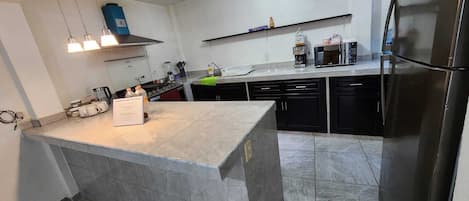 Microwave, oven, stovetop, blender
