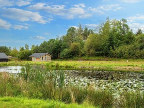 A house near a pond with lily pads, surrounded by trees and greenery. - 5 Star Holiday Home in Ebeltoft (Ebeltoft)