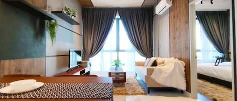 1 slaapkamer, lakens van Egyptisch katoen, luxe beddengoed, een minibar