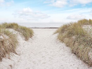 A sandy beach path with dunes on either side leading to the sea. - 4 Person Holiday Home in Lottorp (Byxelkrok)