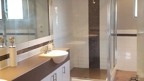 Eco-friendly toiletries, hair dryer, towels, soap