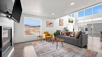 TV, fireplace, offices