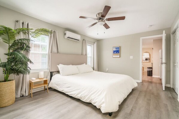 1 bedroom, desk, iron/ironing board, travel cot