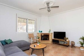LED TV, fireplace