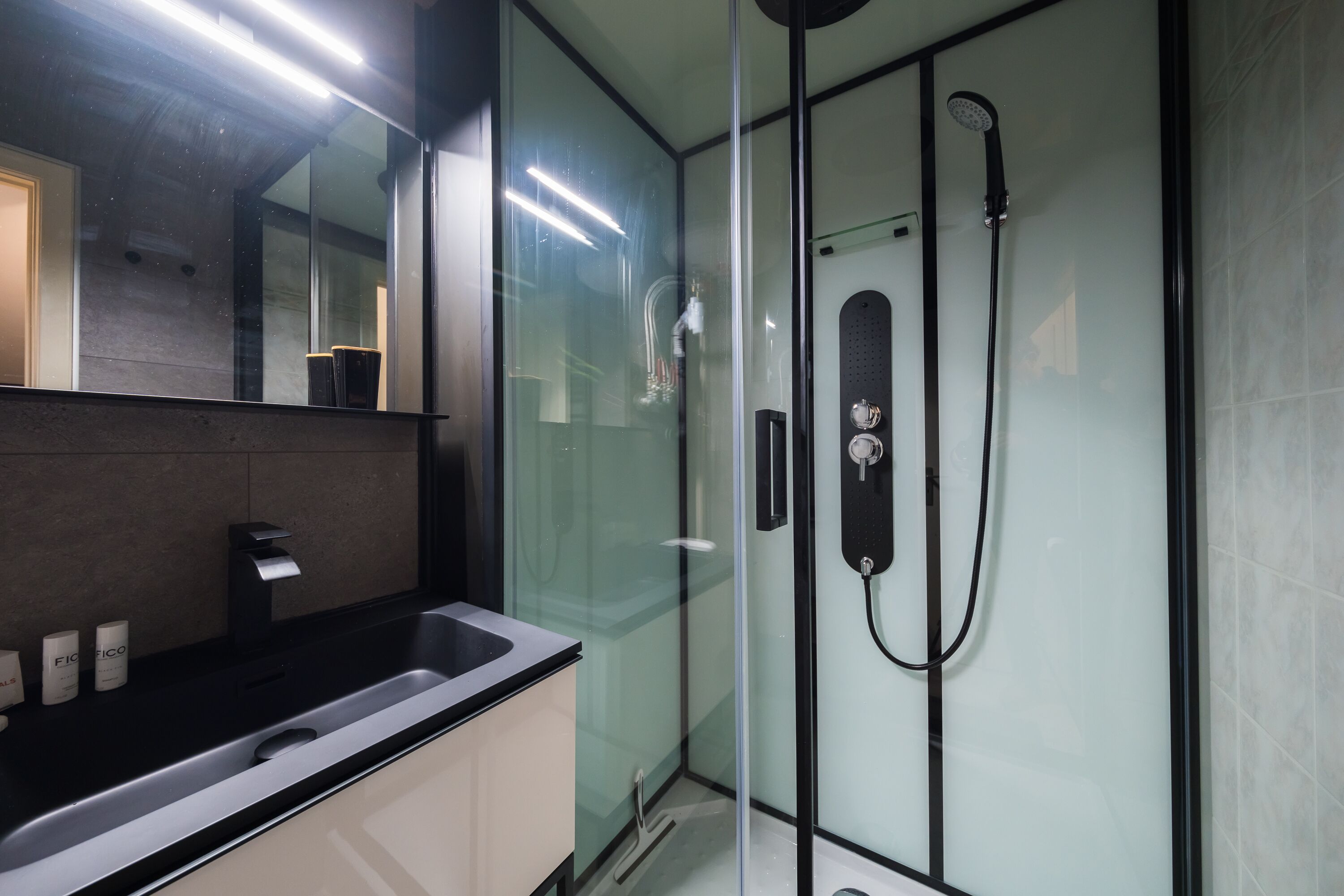 Estudio estándar (Westend Palace) | Baño | Ducha, secador de pelo, toallas y jabón