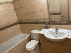 Appartement | Salle de bain | Douche, articles de toilette (gratuits), séchoir à cheveux