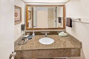Combined shower/tub, hair dryer