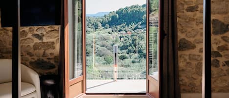 Chambre supérieure double, vue sur la montagne | Literie de qualité, couette en duvet