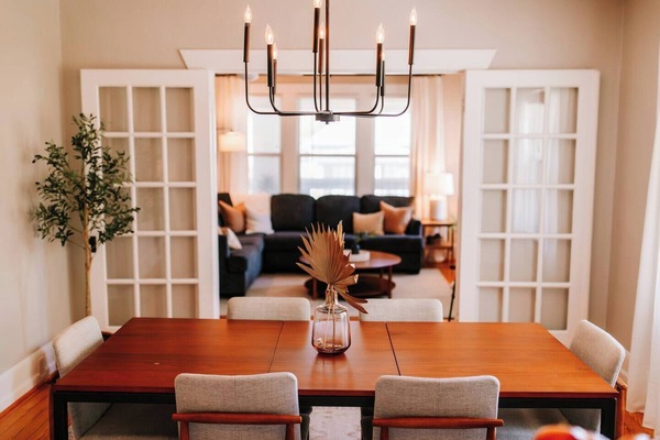 Seamless dining and living. This beautifully positioned dining area, right across from the living space, creates the perfect setting for both entertaining and relaxation.