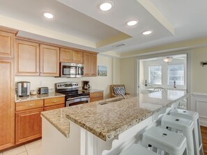 Fridge, microwave, oven, stovetop - Rooftop Pool Access, Walk to Beach and Tybrisa (Tybee Island)