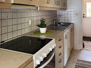 A kitchen with a stove, sink, and cabinets. - 4 Person Holiday Home in Gislaved-by Traum (Gislaved)