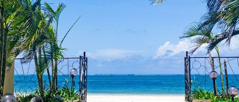 On the beach, white sand