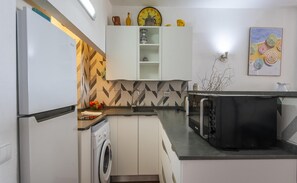 Fridge, microwave, stovetop, toaster