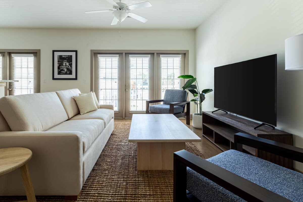 Classic Apartment, 2 Bedrooms, Non Smoking (Self Check-in with Virtual Front Desk) | Living area | 45-inch Smart TV with digital channels, TV