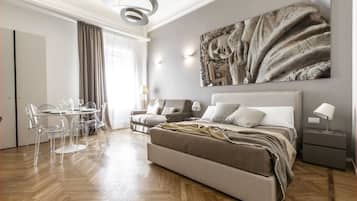 Premier Apartment, 1 Bedroom, Tower (Galleria del Corso 4) | Egyptian cotton sheets, premium bedding, down comforters, in-room safe