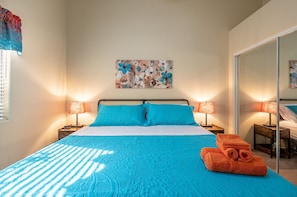 4 bedrooms, desk, iron/ironing board, travel cot