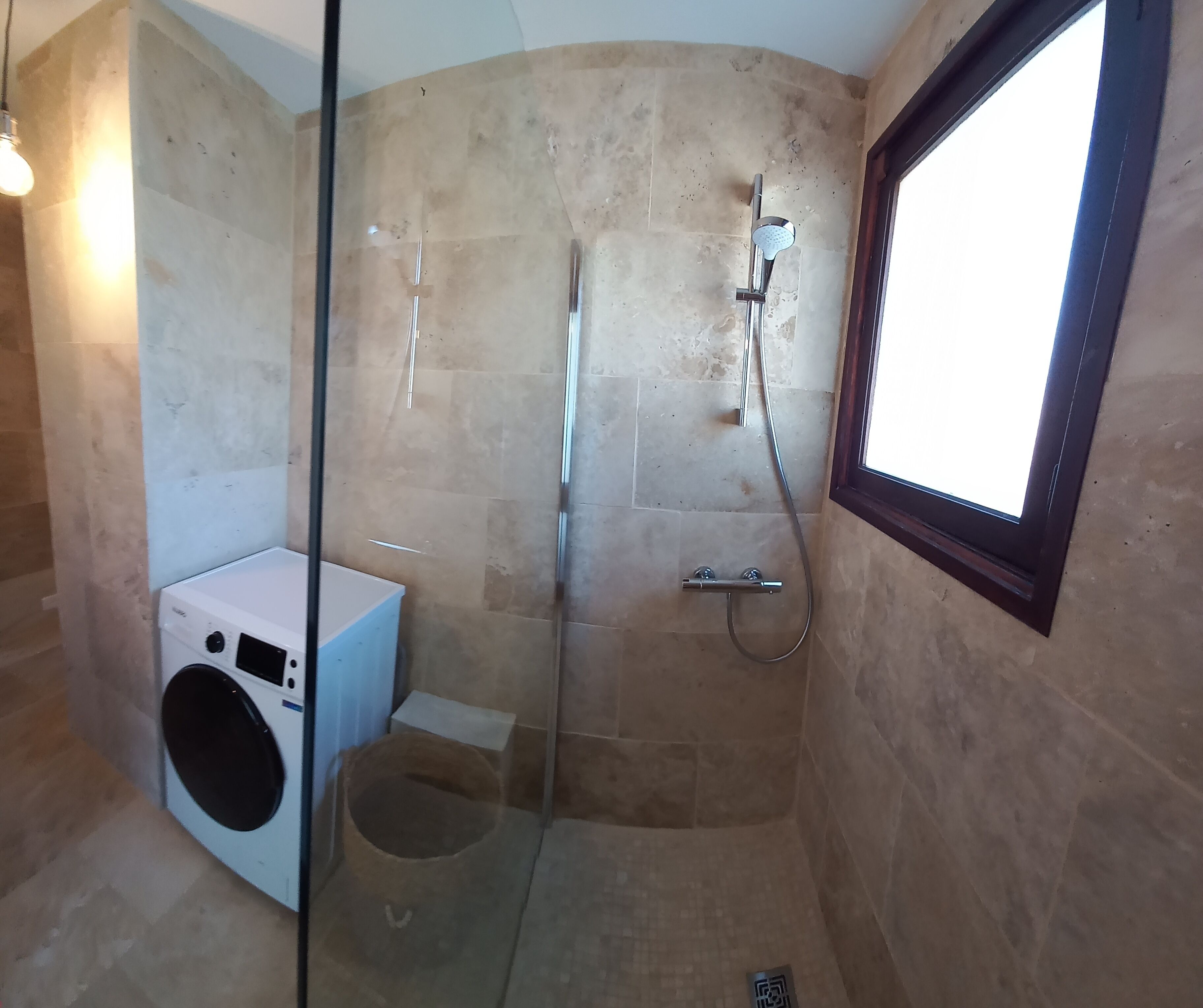 Shower, eco-friendly toiletries, hair dryer, towels